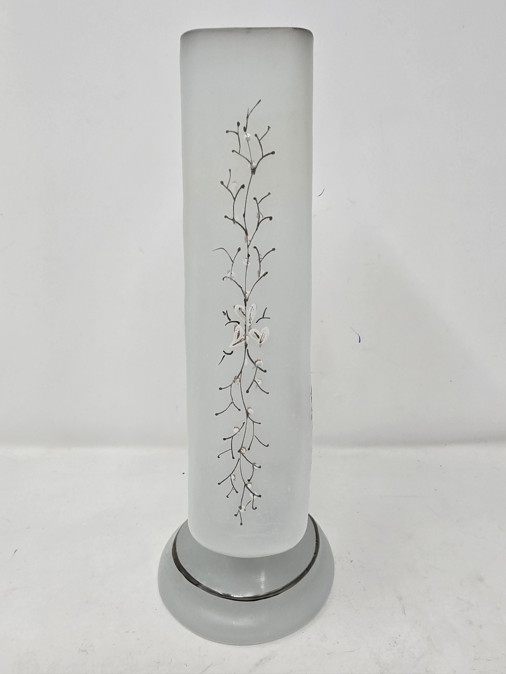 Vtg 1970s white satin glass vase square nature Chinese Japanese oriental - Picture 4 of 9